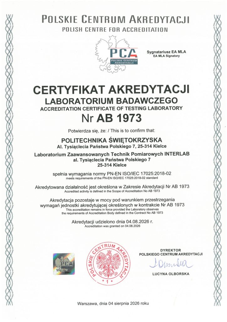Certyfikat akredytacji AB 1973
