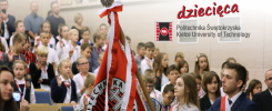 Inauguracja roku akademickiego 2021/2022 na Politechnice Świętokrzyskiej. Dzieci i młodzież, sztandar.