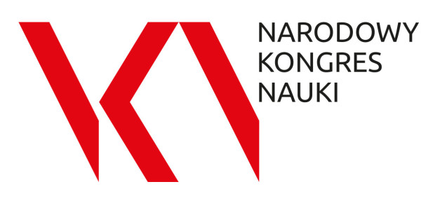 Logo Narodowego Kongresu Nauki. Czerwony symbol graficzny i tekst.