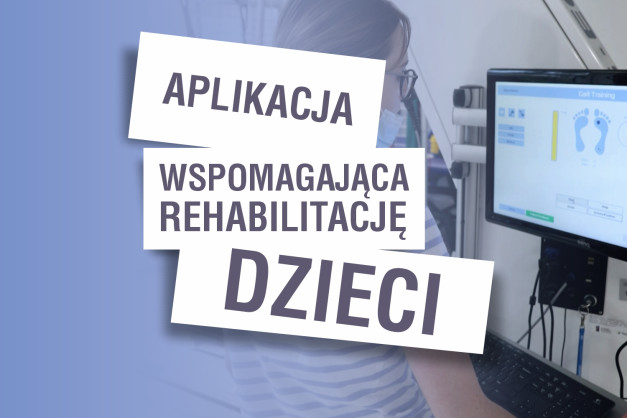 Aplikacja wspomagająca rehabilitację dzieci. Kluczowe obiekty: monitor, klawiatura, tekst.