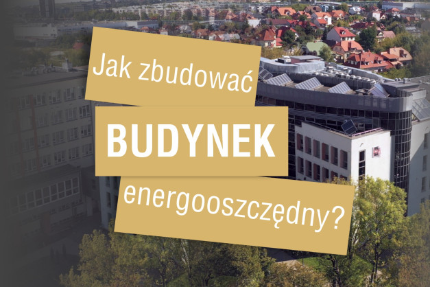 Jak zbudować budynek energooszczędny? Na tle budynków i drzew.