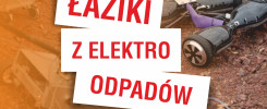 Łaziki z elektroodpadów. W tle leżą porzucone hoverboardy i inne urządzenia elektryczne.