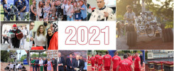 Kolaż zdjęć z 2021 roku: studenci, robot, uroczystości, sportowcy i ule.