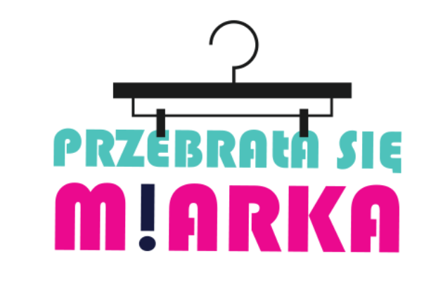 Logo z napisem "PRZEBRAŁA SIĘ MIARKA" i wieszakiem. Kontekst: prawdopodobnie sklep odzieżowy lub kampania społeczna.