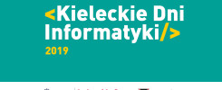Kieleckie Dni Informatyki 2019. Logo Politechniki Świętokrzyskiej i Kieleckiego Parku Technologicznego.