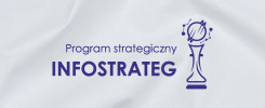Program strategiczny INFOSTRATEG z symbolem figury szachowej. Kontekst: wydarzenie, projekt.