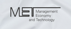 Logo MET z tekstem "Management Economy and Technology" na białym tle.