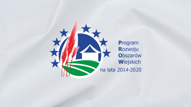 Logo PROW 2014-2020. Kluczowe obiekty: dom, gwiazdy, kłosy, pola. Kontekst: program rozwoju obszarów wiejskich.