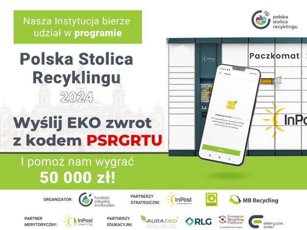 Plakat promuje program "Polska Stolica Recyklingu 2024".