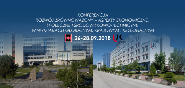 Konferencja "Rozwój zrównoważony" 26-28.09.2018. Budynki Politechniki Świętokrzyskiej i Uniwersytetu Jana Kochanowskiego.